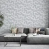 GZSZ Vliestapete Floral Blätter Weiß Blau Grau 34808
