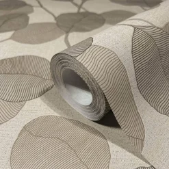 GZSZ Vliestapete Floral Blätter Beige Braun 34809