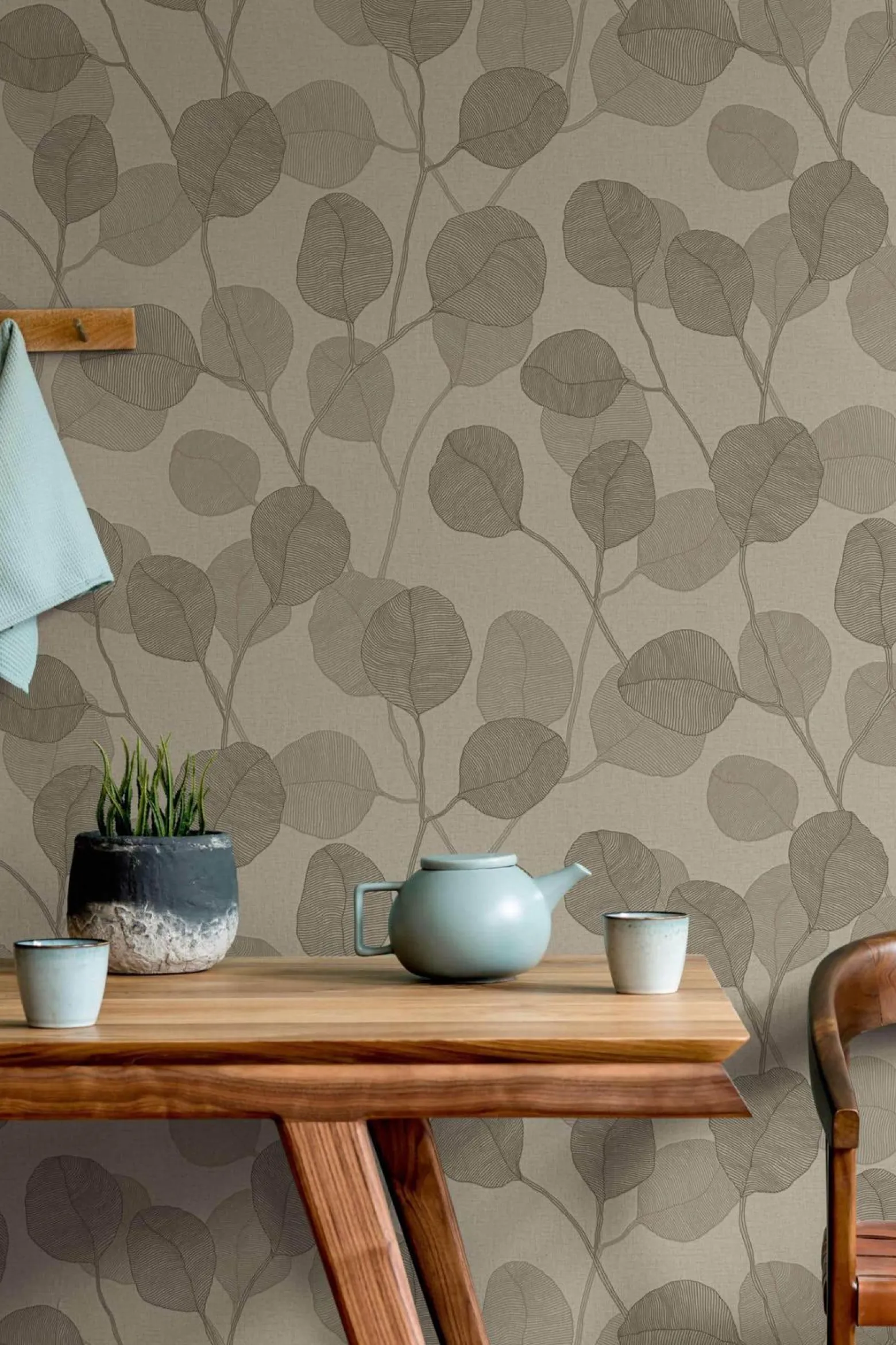 GZSZ Vliestapete Floral Blätter Beige Braun 34809