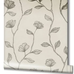 GZSZ Vliestapete Floral Blumen Beige Gold Metallic 34804
