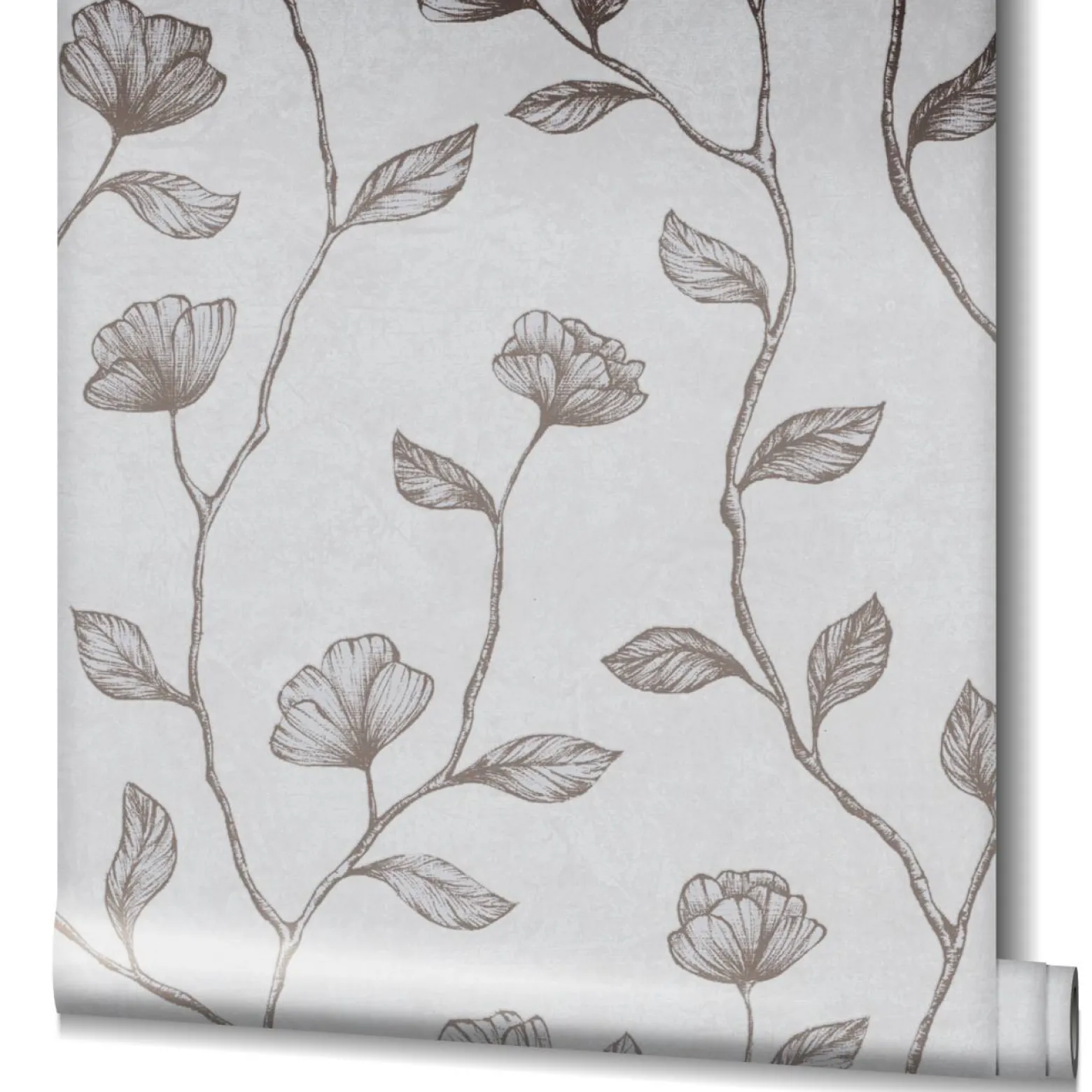 GZSZ Vliestapete Floral Blumen Grau Bronze Metallic 34801