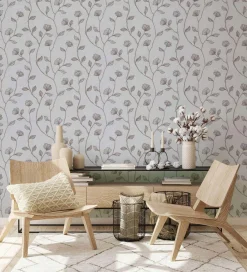 GZSZ Vliestapete Floral Blumen Grau Bronze Metallic 34801