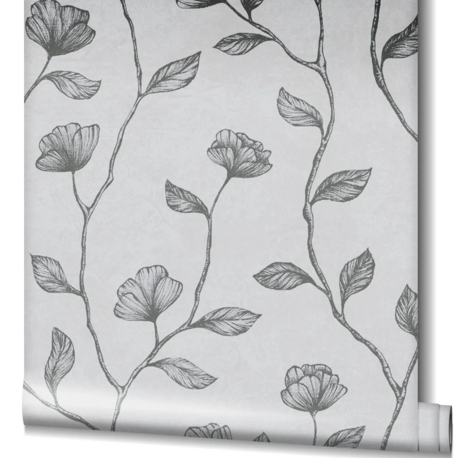 GZSZ Vliestapete Floral Blumen Grau Silber Metallic 34802