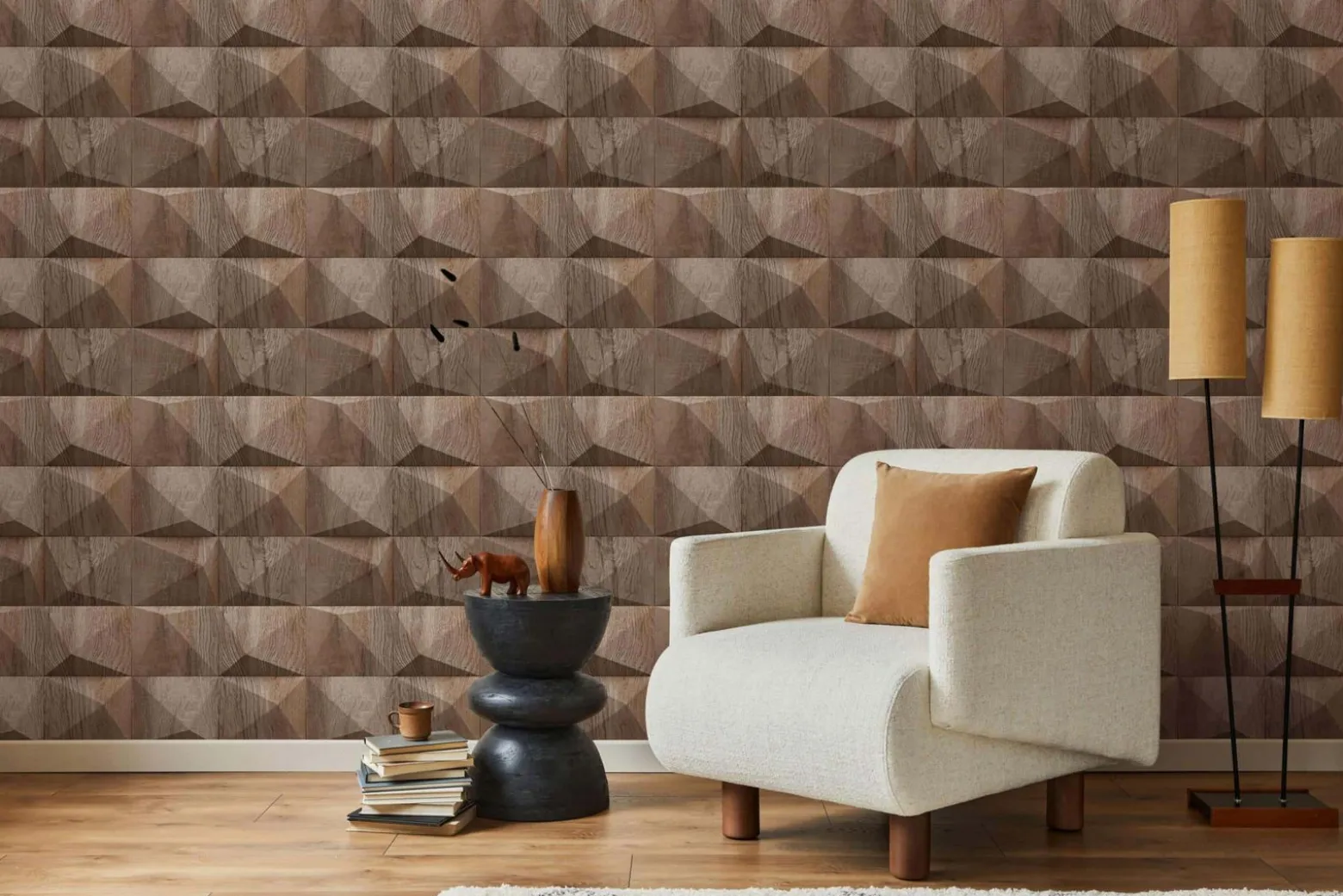 GZSZ Vliestapete Holz Optik Braun Beige 34852