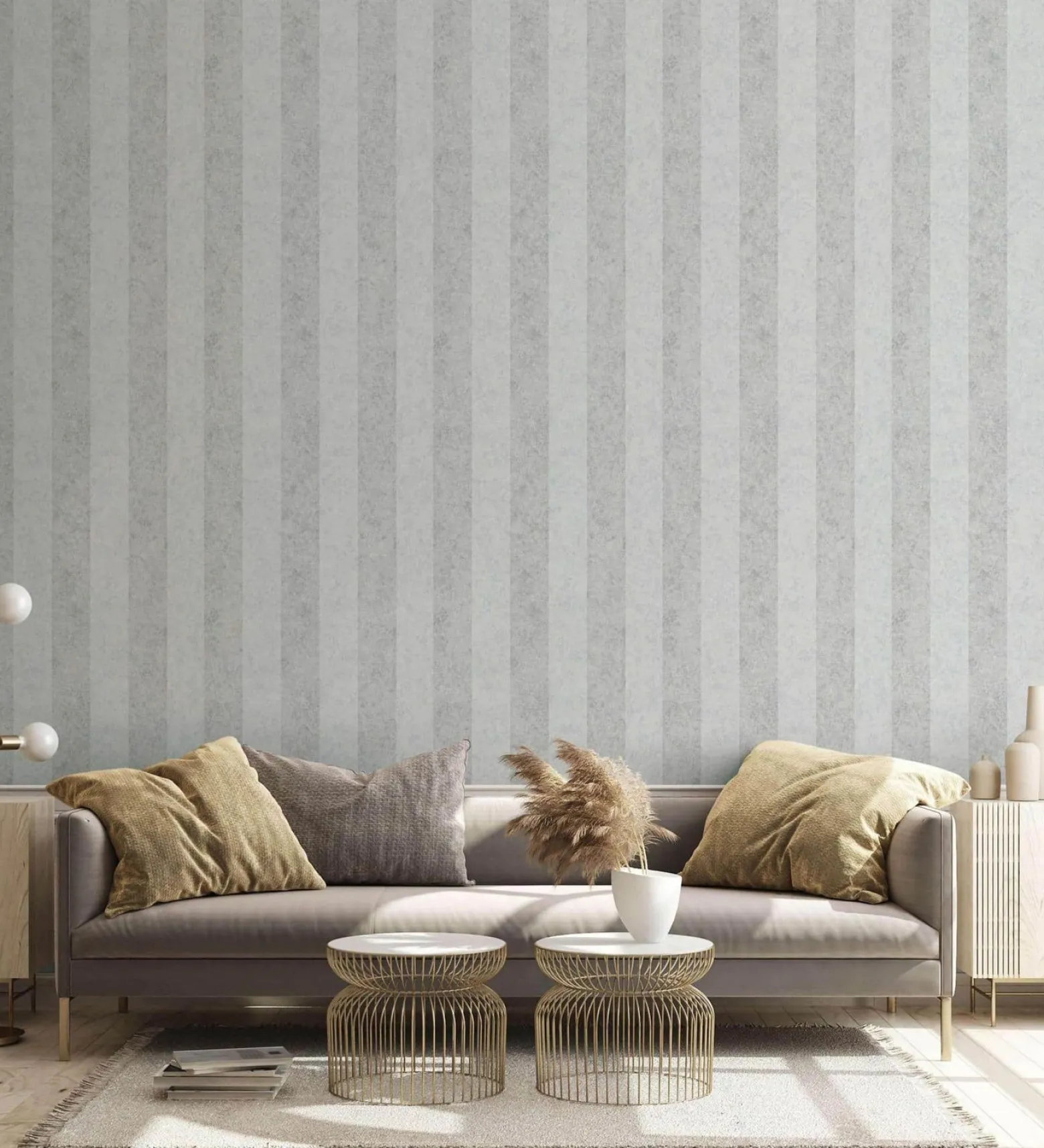 GZSZ Vliestapete Streifen Shabby Hellgrau Metallic 34819