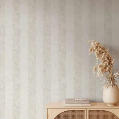GZSZ Vliestapete Streifen Shabby Beige Metallic 34818