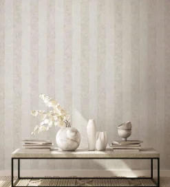 GZSZ Vliestapete Streifen Shabby Beige Metallic 34818