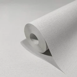 GZSZ Vliestapete Uni Textiloptik Grau Weiß 34837
