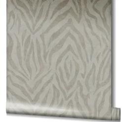 GZSZ Vliestapete Zebra Streifen Beige Braun Metallic 34816