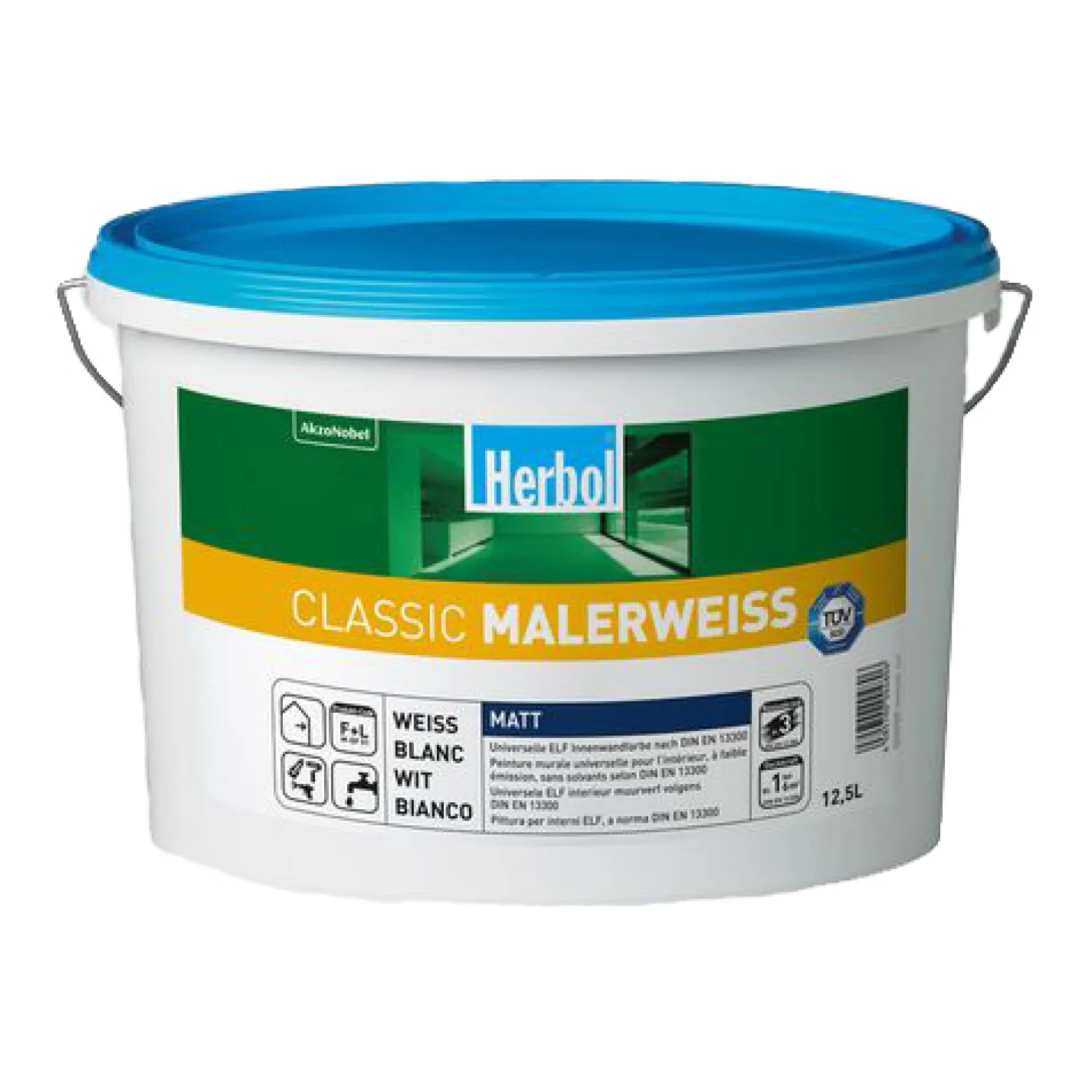 Herbol Classic Malerweiß Wandfarbe matt 12,5 L weiß
