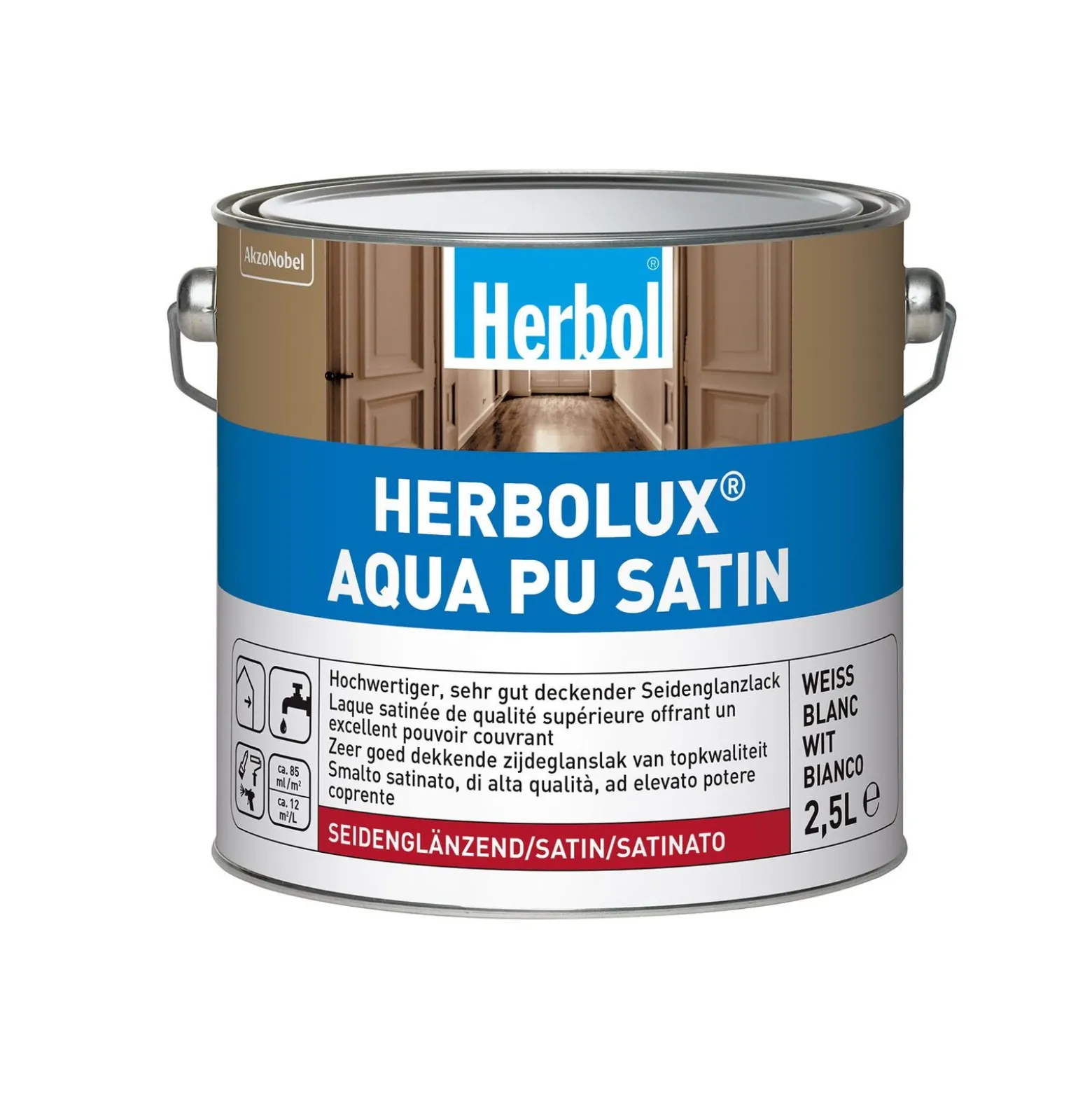 Herbol Herbolux Aqua PU Satin 2,5 L weiß seidenglänzend