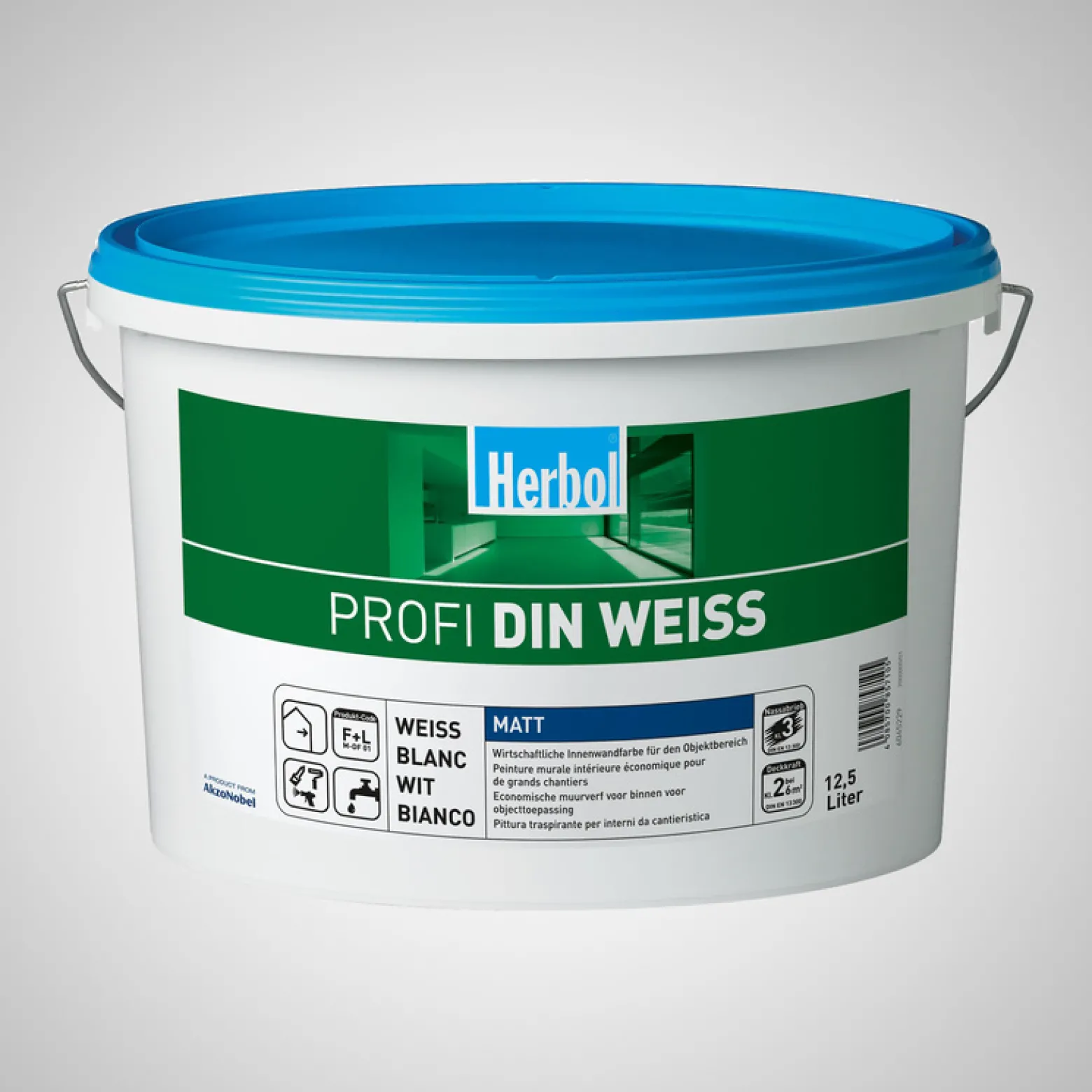 Herbol Profi DIN Innenwandfarbe 12,5 l Matt Weiß Altweiß