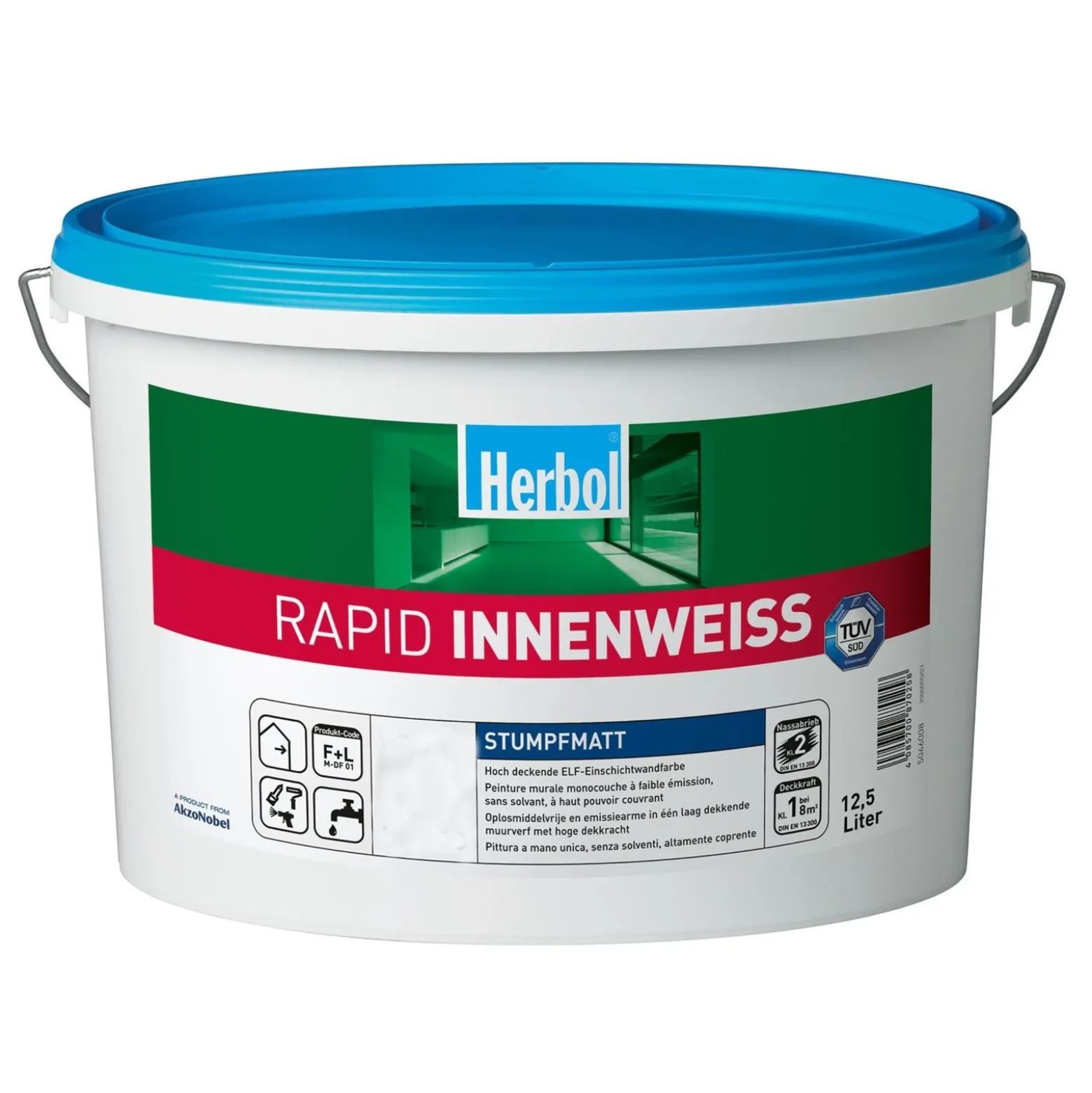 Herbol Rapid Innenweiß Wandfarbe Dispersionsfarbe 12,5 L