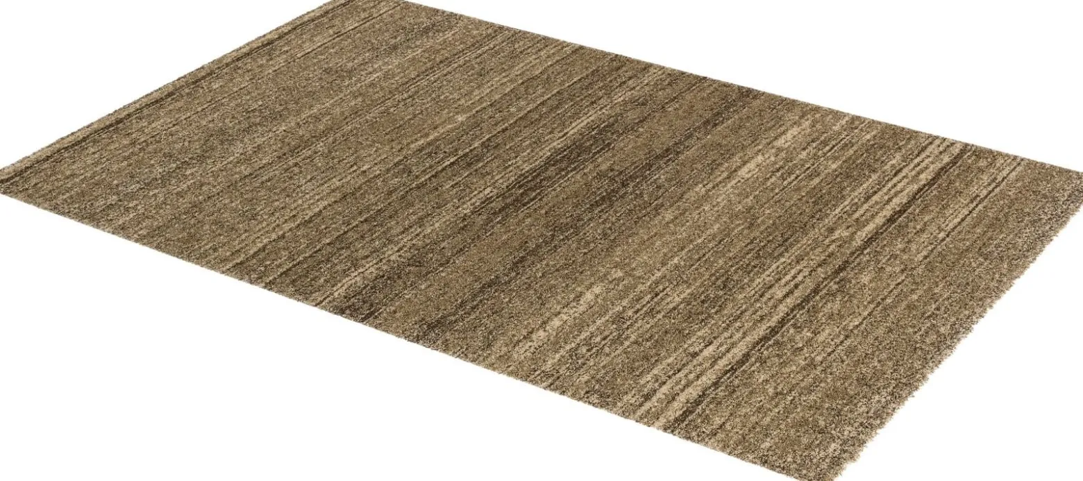Hochflor Teppich meliert Streifen hellbraun Astra Samoa