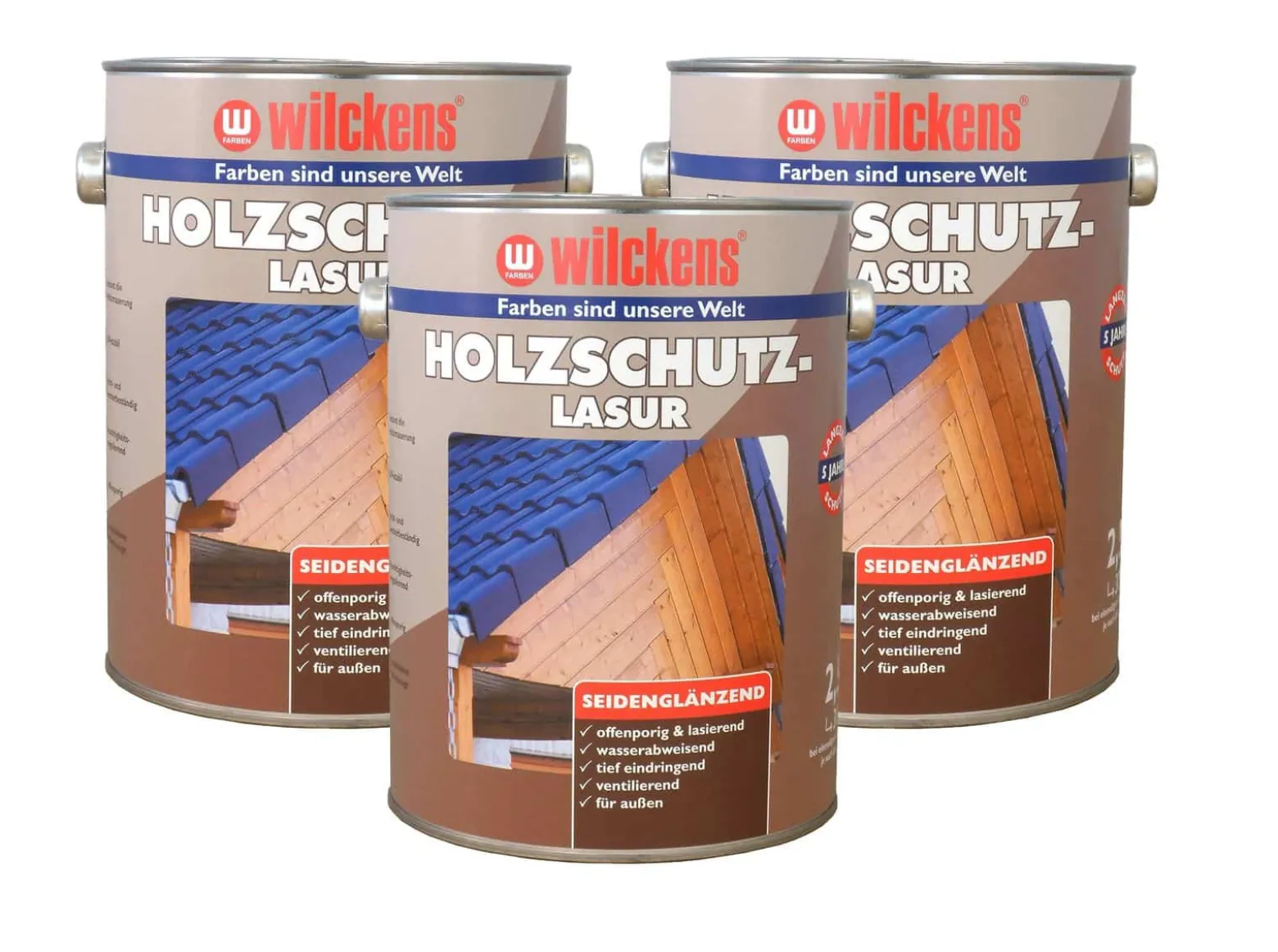 Holzschutzlasur 2,5l Lasur Wetterschutz Wilckens 6 Farben