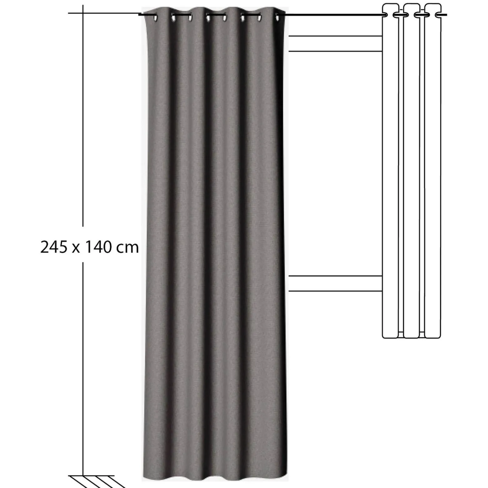 Homing Ösenschal Bahamas grau uni blickdicht 6805-28