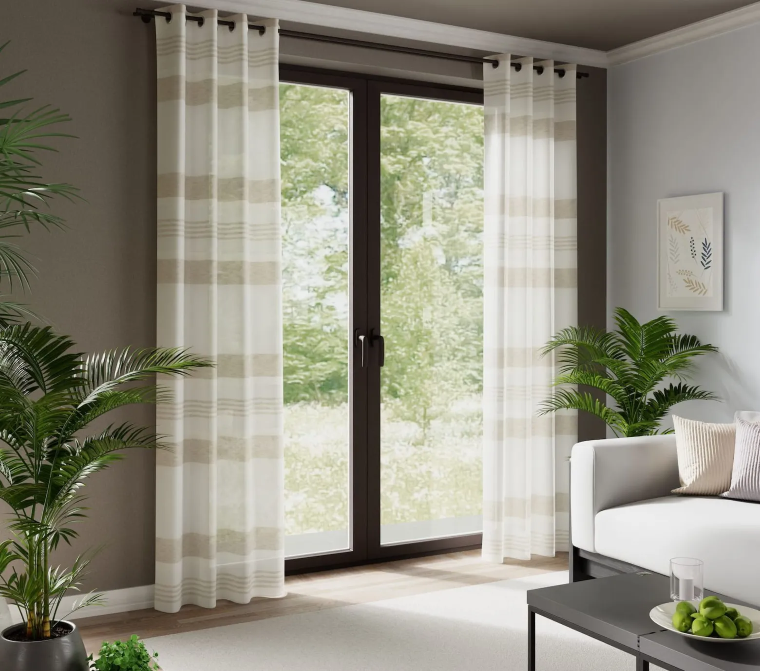 Homing Ösenschal Kaia creme-beige Streifen 8309-09
