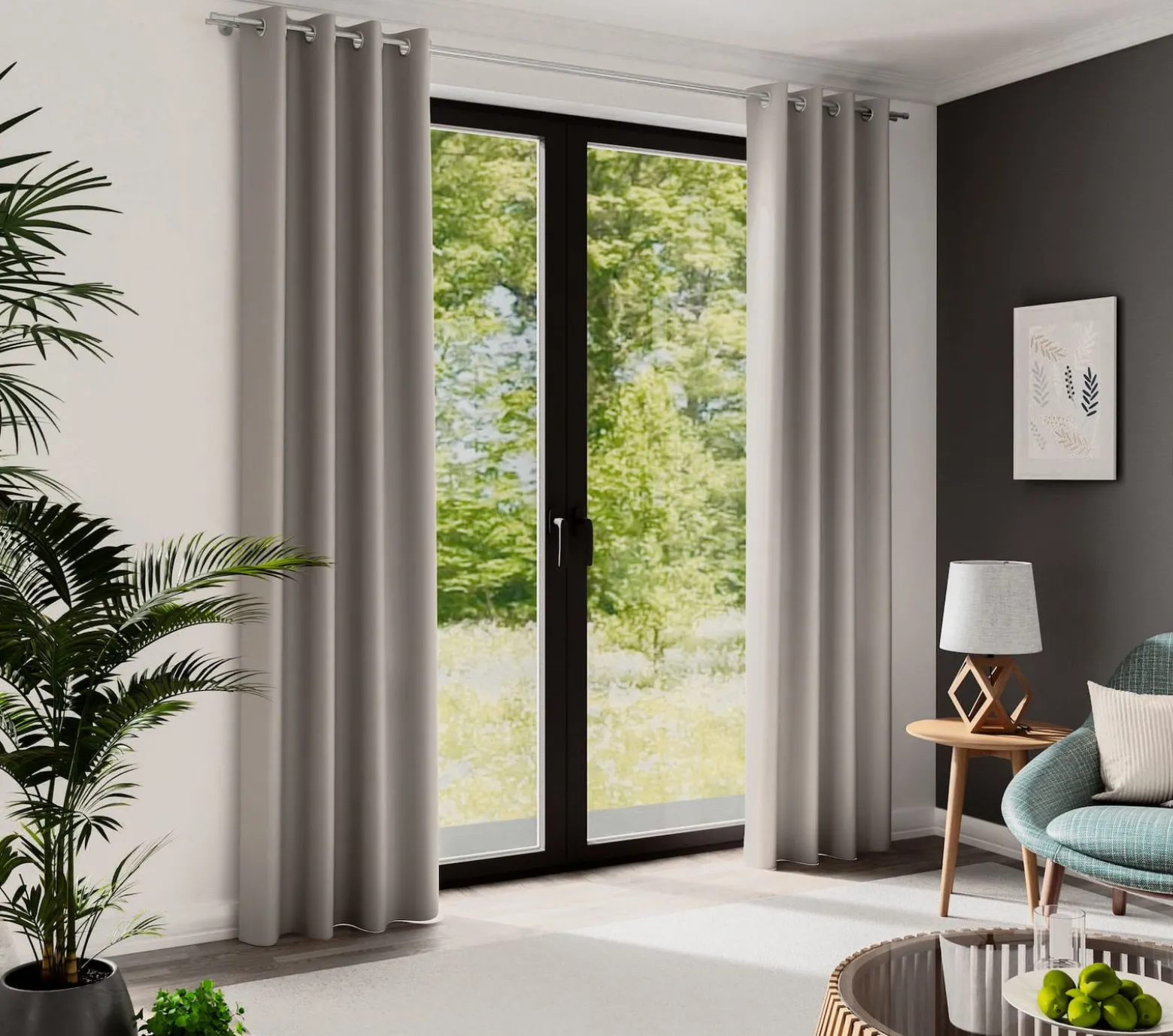 Homing Ösenschal Mia stein Uni blickdicht 8263-15