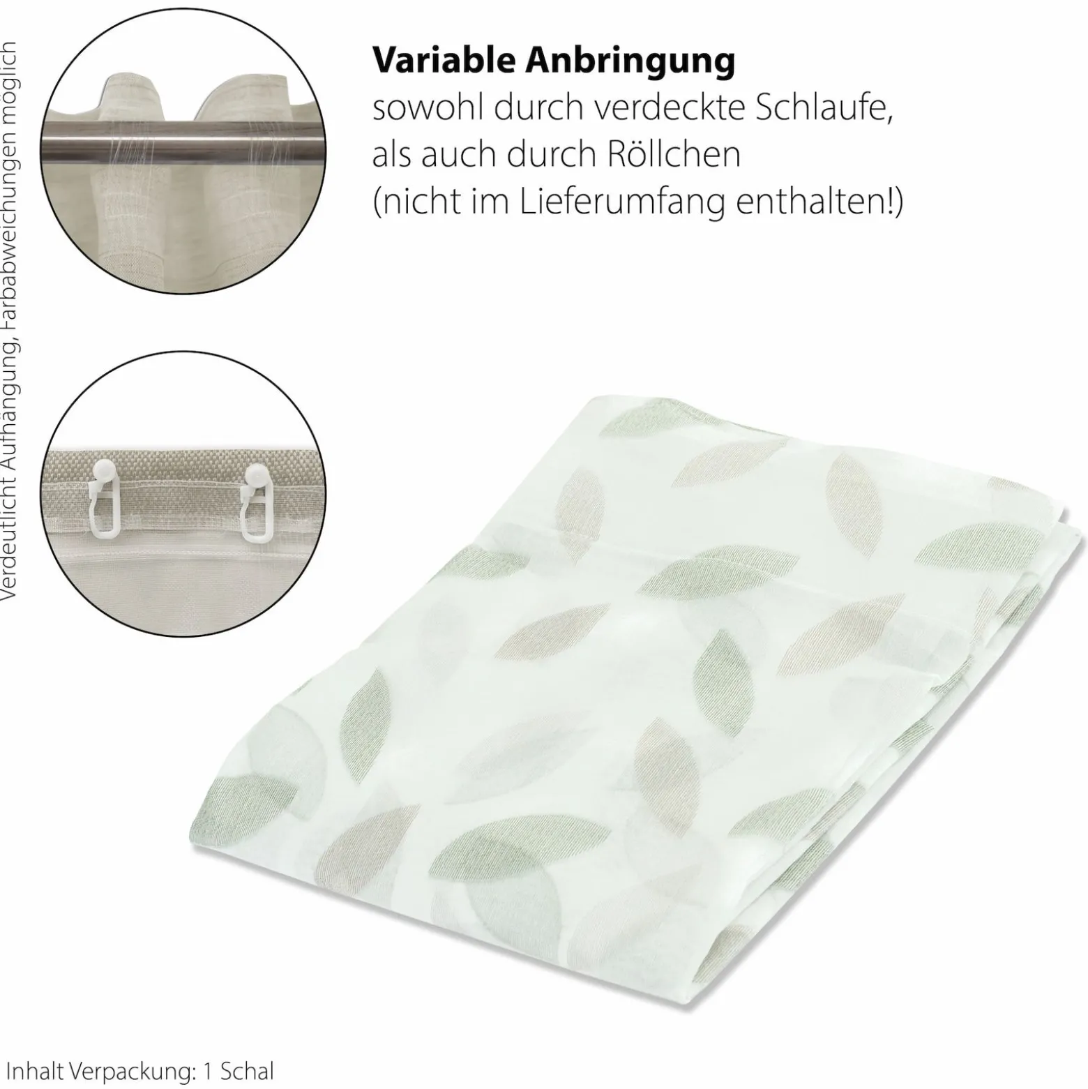 Homing Vorhang Schlaufe Keela grün-grau Floral 5083-10