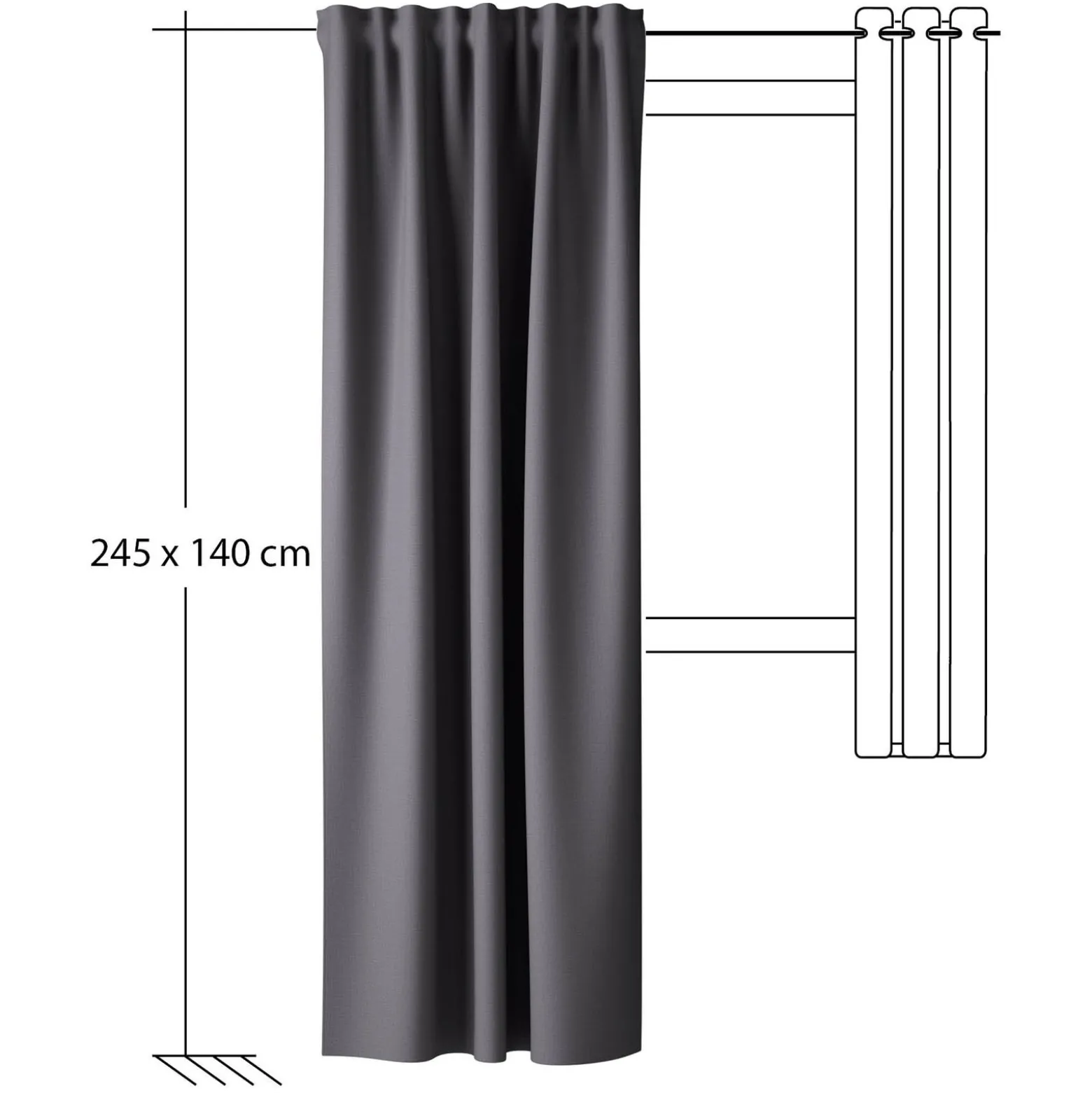 Homing Vorhang verdeckte Schlaufe Kalin basalt 6774-36