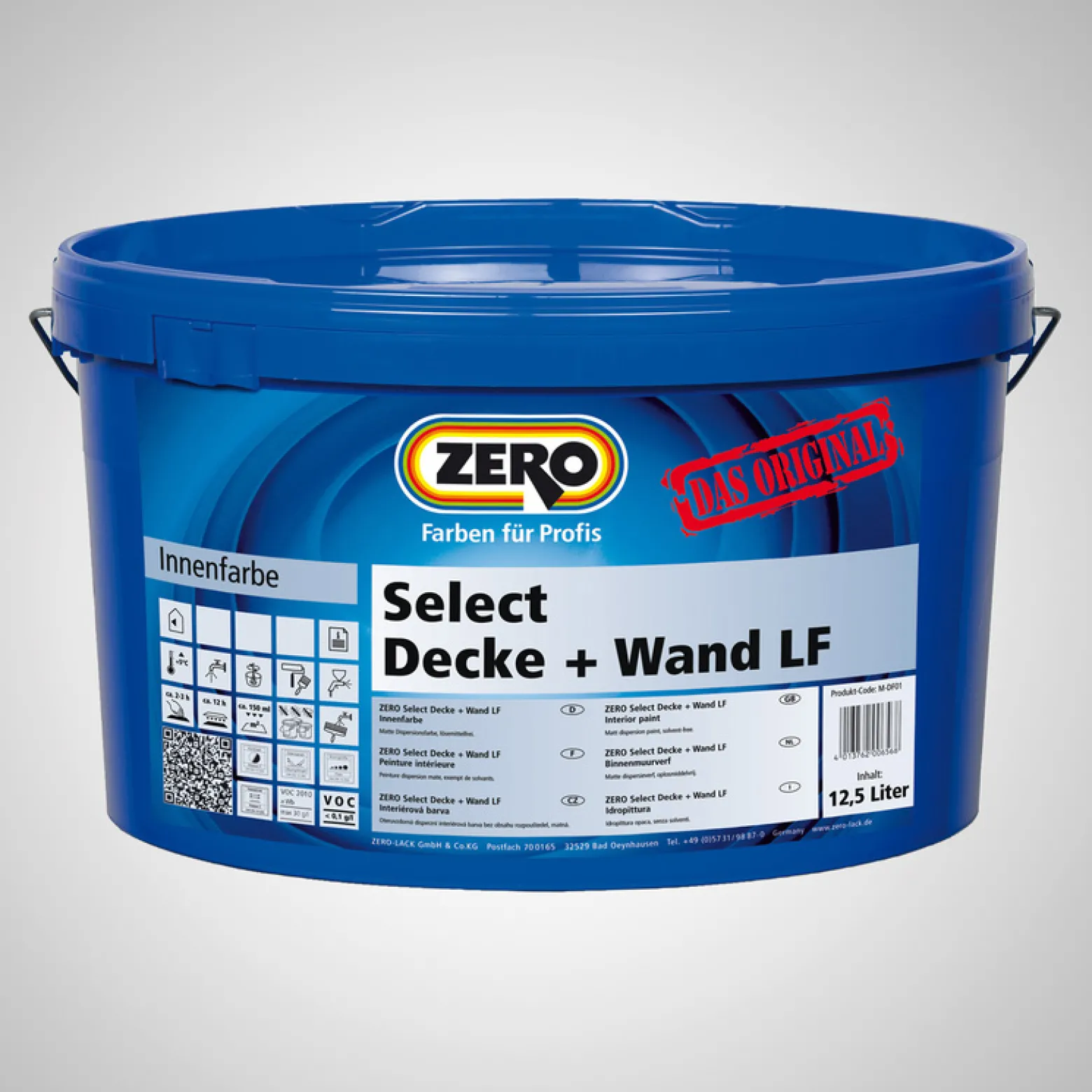 Innenfarbe Zero Select Decke+Wand 12,5 l Weiß Altweiß