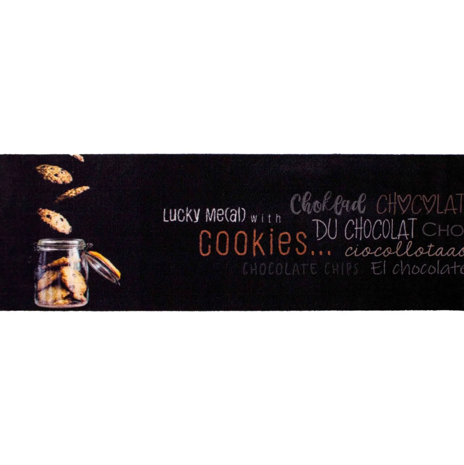 Küchenläufer Küchenteppich Cookies | schwarz waschbar