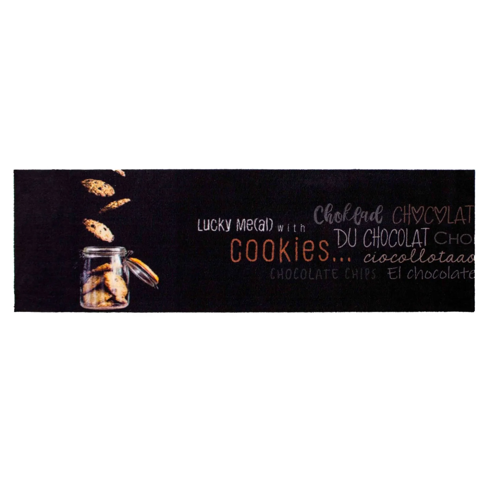 Küchenläufer Küchenteppich Cookies | schwarz waschbar