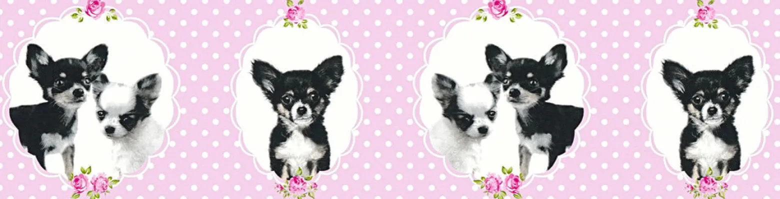 Kinder Bordüre Chihuahua Hund rosa schwarz 35850-2