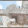 Kinderbordüre Ponyhof Blümchen grau blau Jonas Kötz