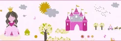 Kinder Bordüre Prinzessin Schloss rosa pink Glanz 35853-1
