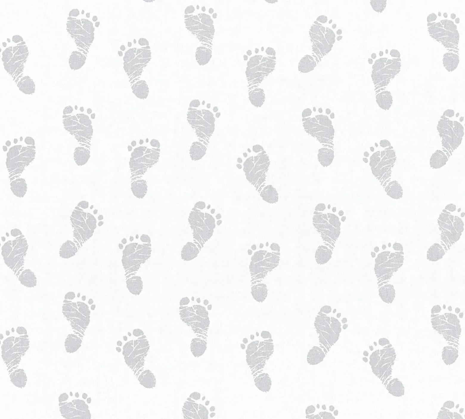 Kindertapete Baby Fußabdruck weiß silber Glanz 35863-1