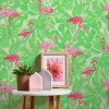 Kindertapete Flamingos Blätter grün pink Glanz 35980-2