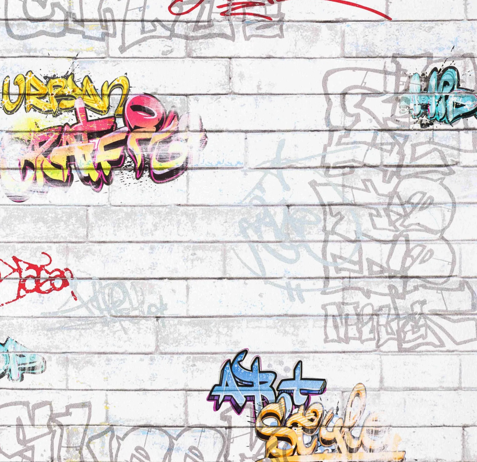 Kindertapete Graffiti weiß bunt Boys & Girls 93561-1