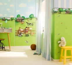 Kindertapete Ponyhof Blümchen grün braun Jonas Kötz