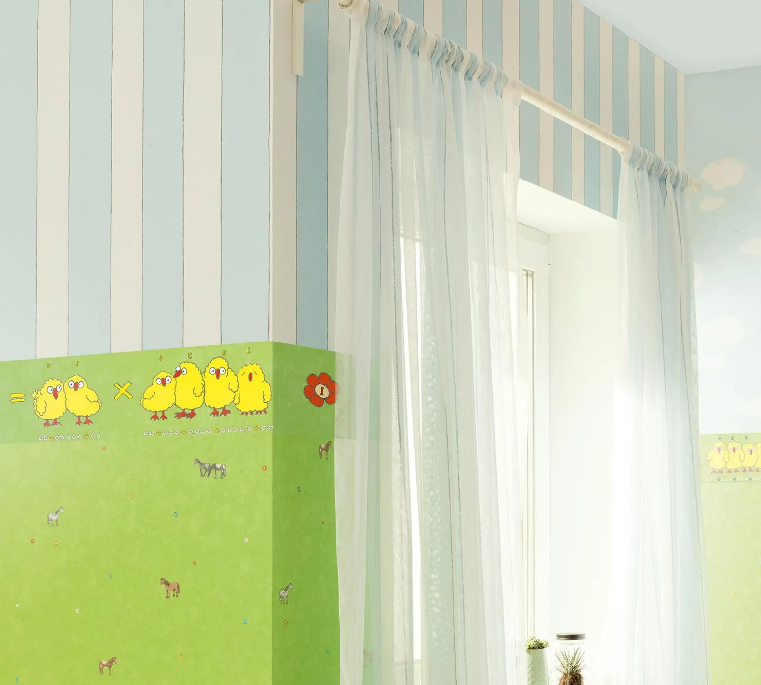 Kindertapete Ponyhof Blümchen grün braun Jonas Kötz