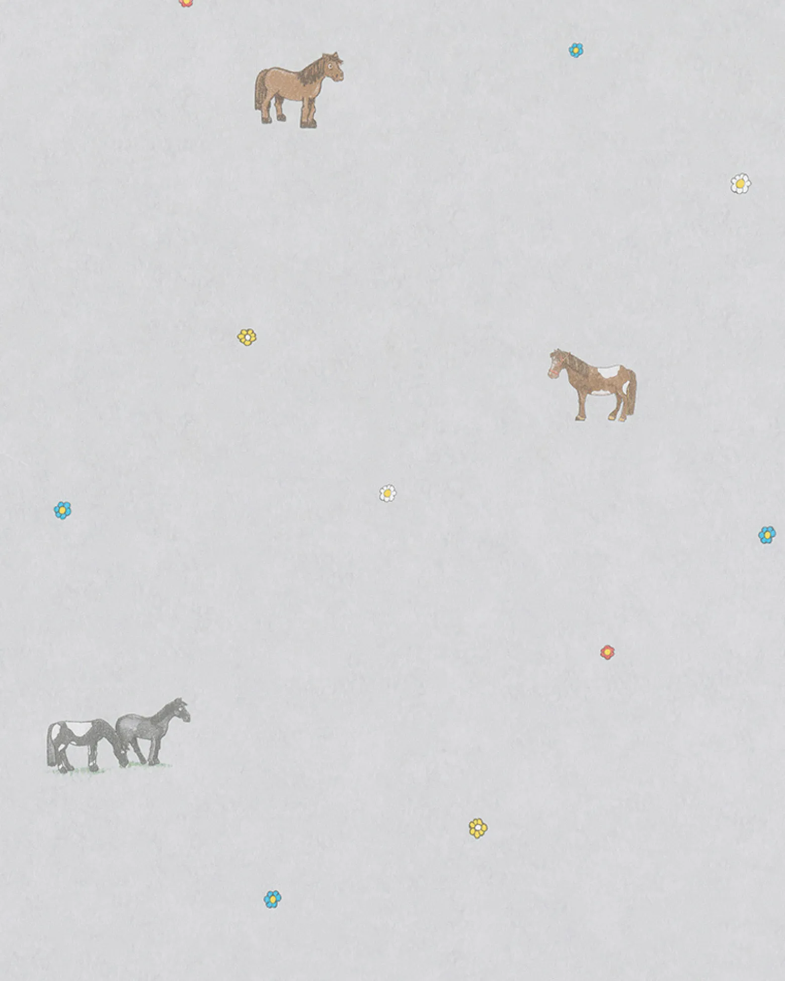 Kindertapete Ponyhof Blümchen grau bunt Jonas Kötz 31112