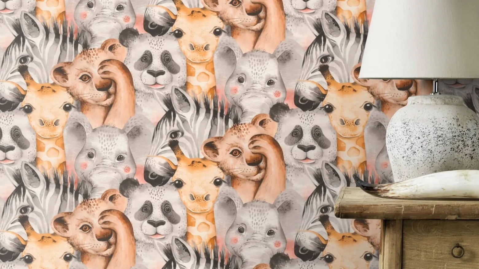 Kindertapete Tiere Zoo Braun Grau 252521 Rasch Vlies