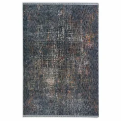 Kurzflor Teppich Gitter blau orange creme Astra Sarezzo