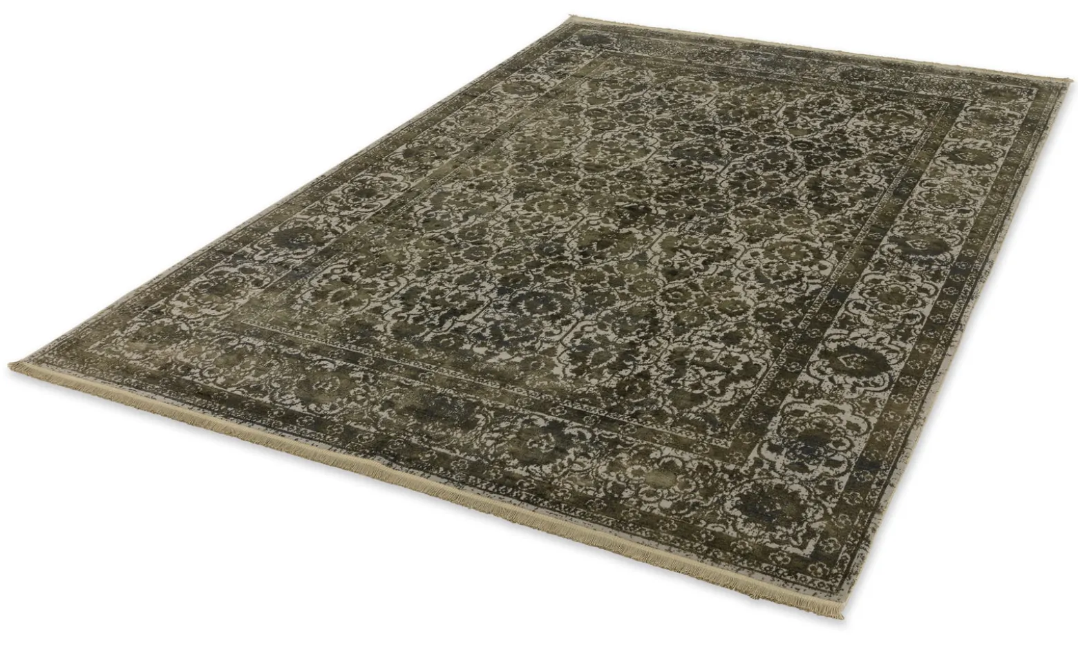Kurzflor Teppich Schöner Wohnen Oriental grün creme Velvet