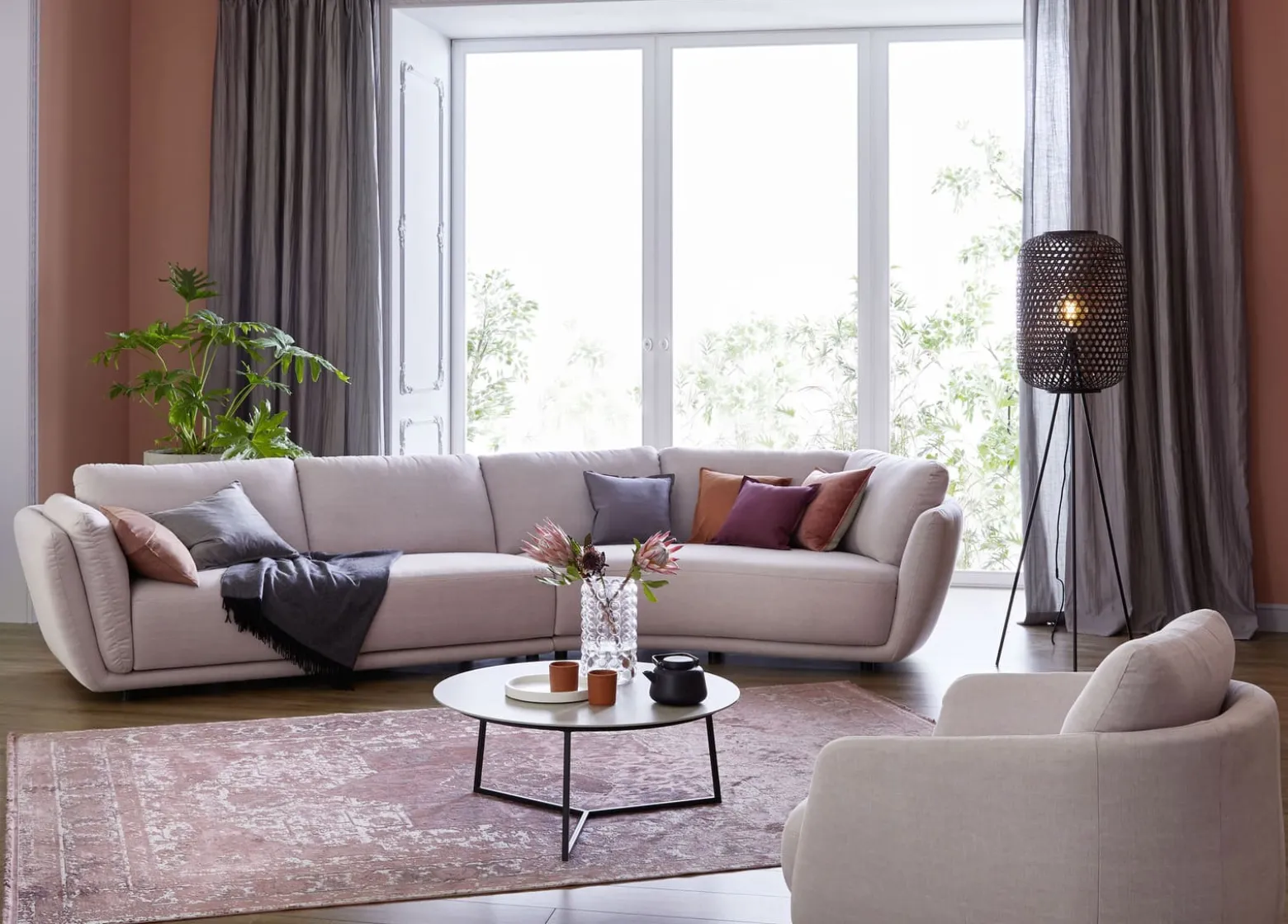Kurzflor Teppich Schöner Wohnen Oriental rot rosa Velvet