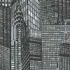 Leuchttapete Vlies Skyline schwarz silber Metallic 2528-45