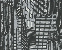 Leuchttapete Vlies Skyline schwarz silber Metallic 2528-45