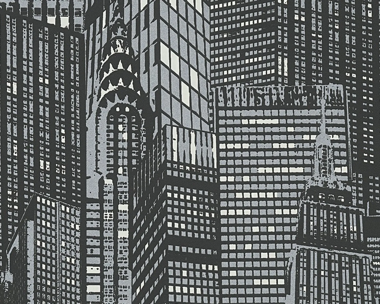 Leuchttapete Vlies Skyline schwarz silber Metallic 2528-45
