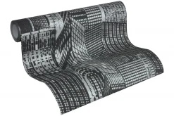 Leuchttapete Vlies Skyline schwarz silber Metallic 2528-45