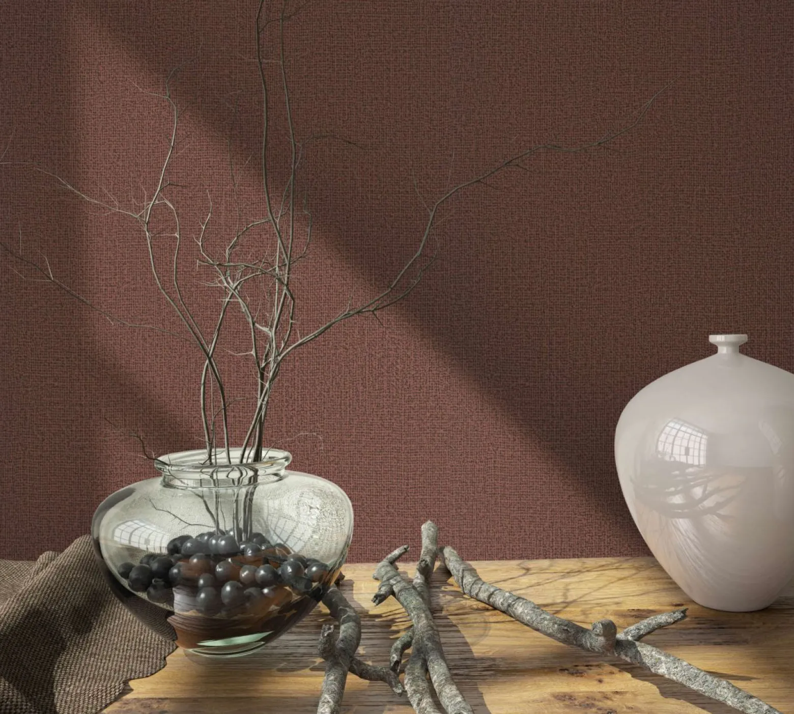 Marburg Vliestapete 34179 Textiloptik Rot Braun