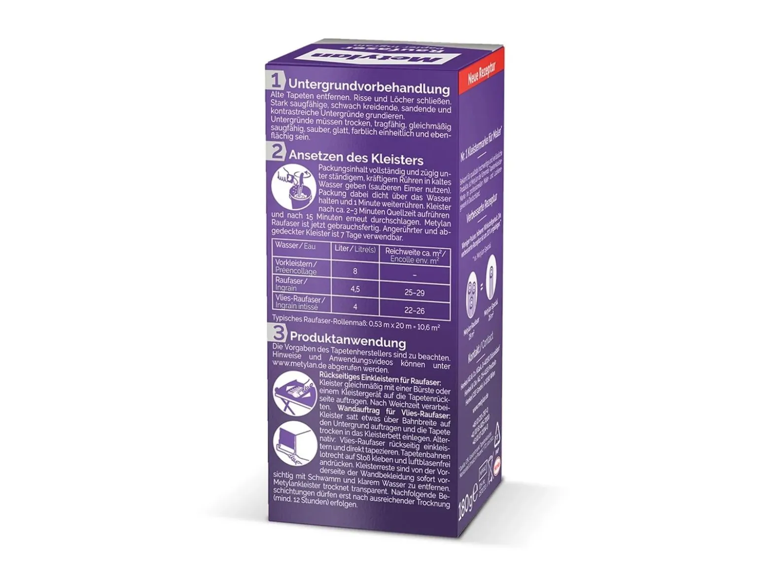 Metylan Raufaser Kleister 180 g Vlies Raufasertapete