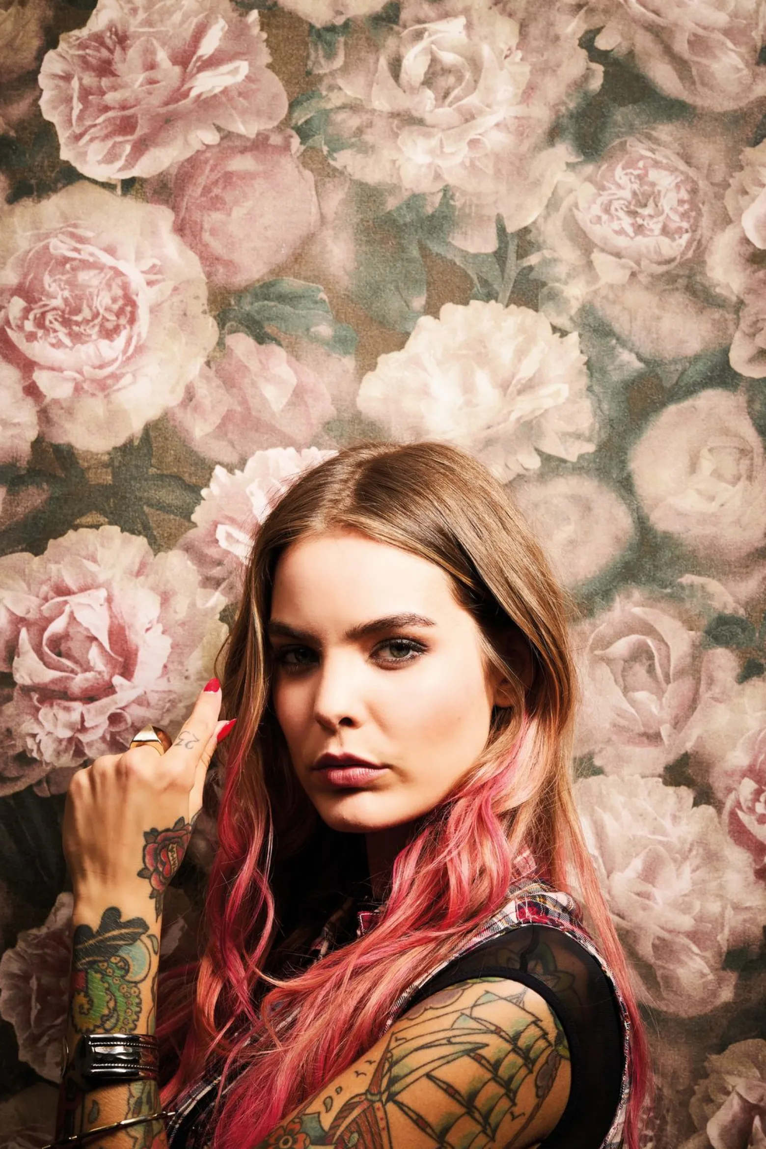 Neue Bude Vliestapete Blumen braun rosa grün 37402-2