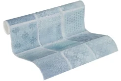 Neue Bude Vliestapete Fliesen blau weiß 37388-2