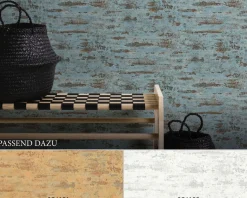 Neue Bude Vliestapete Vintage Mauer blau braun 37415-3