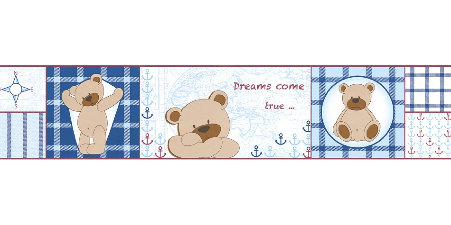 ordüre Kinder Teddybär Weltkarte blau braun 8986-16